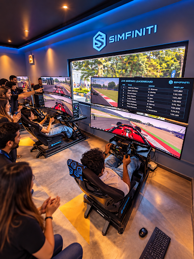 Live Simfiniti leaderboard at a corporate team event